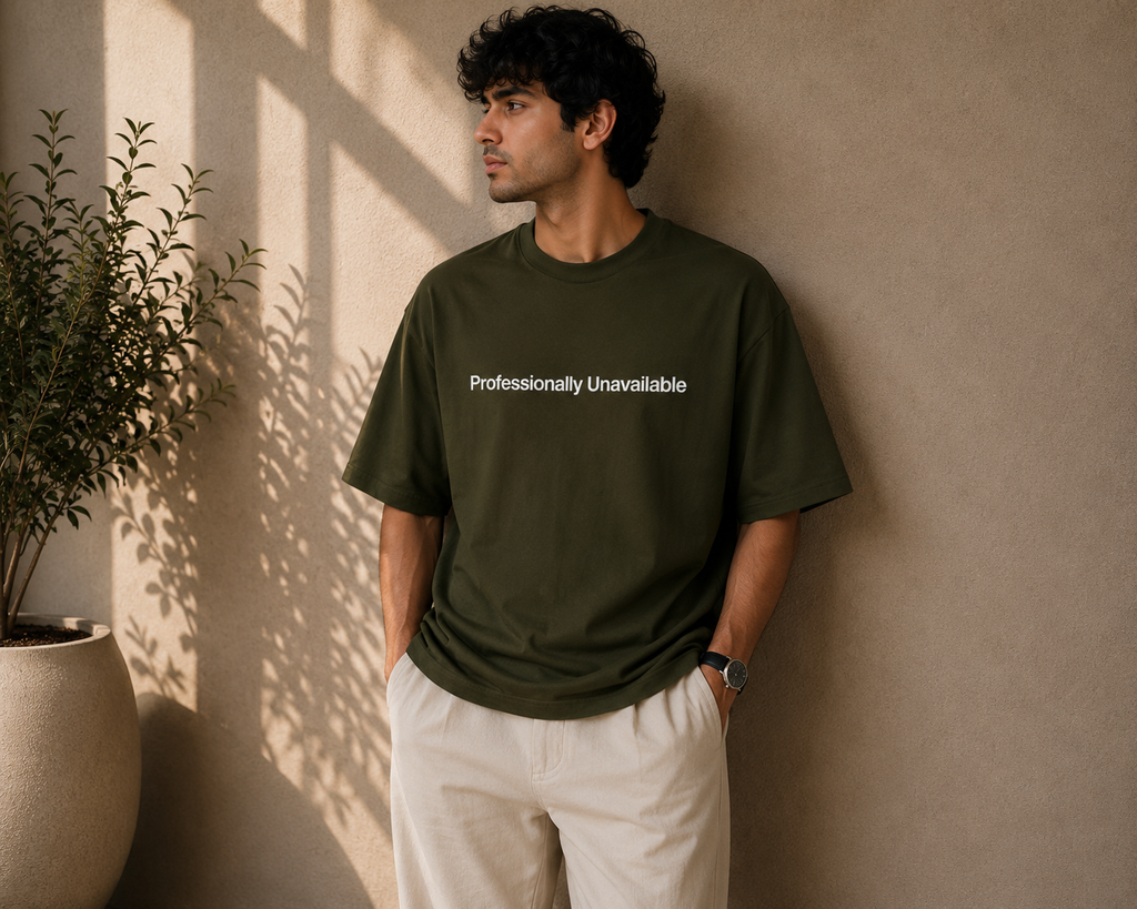 Professionally Unavailable | Premium Unisex Oversized Classic Dark T-Shirt