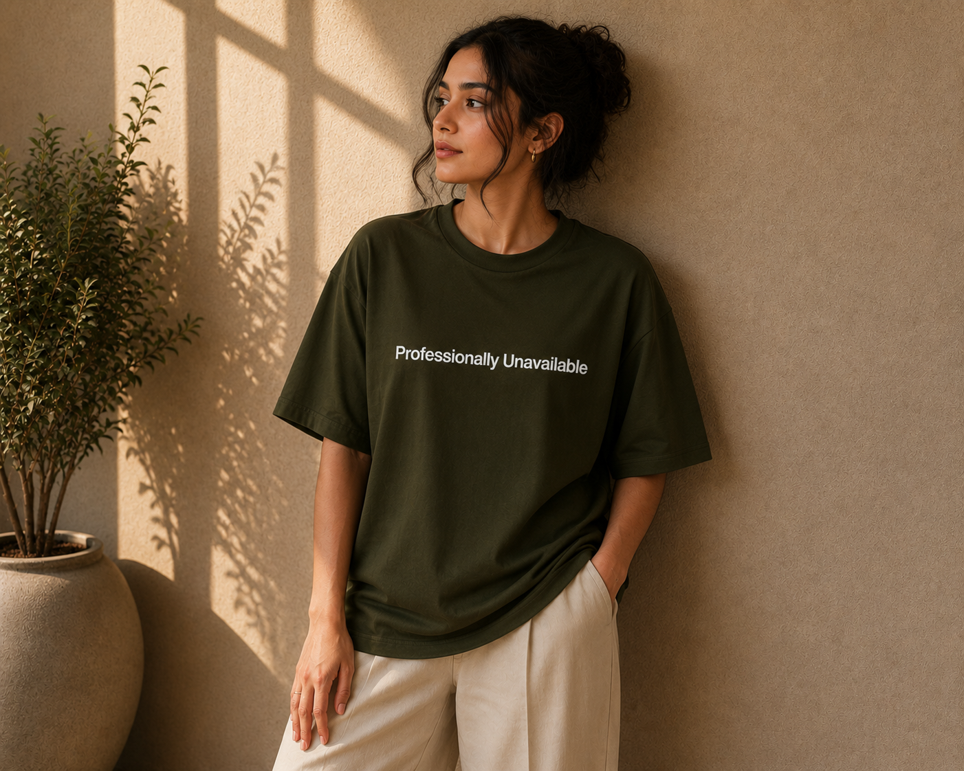 Professionally Unavailable | Premium Unisex Oversized Classic Dark T-Shirt