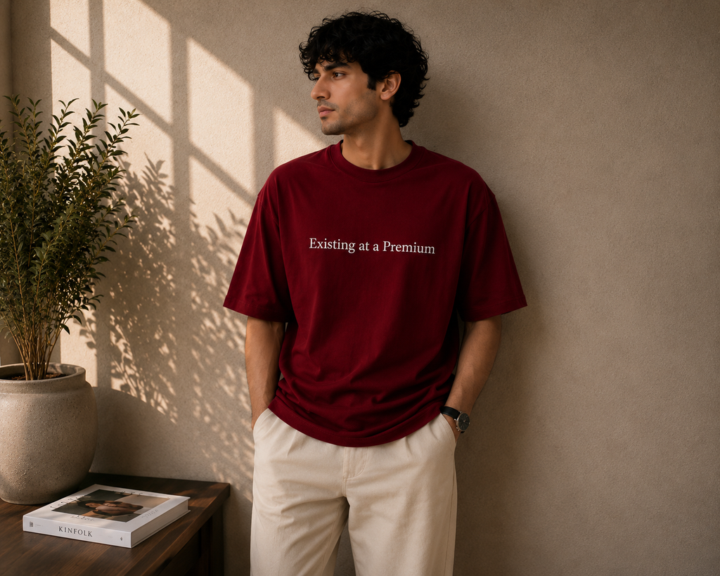 Existing At A Premium | Premium Unisex Oversized Classic Dark T-Shirt