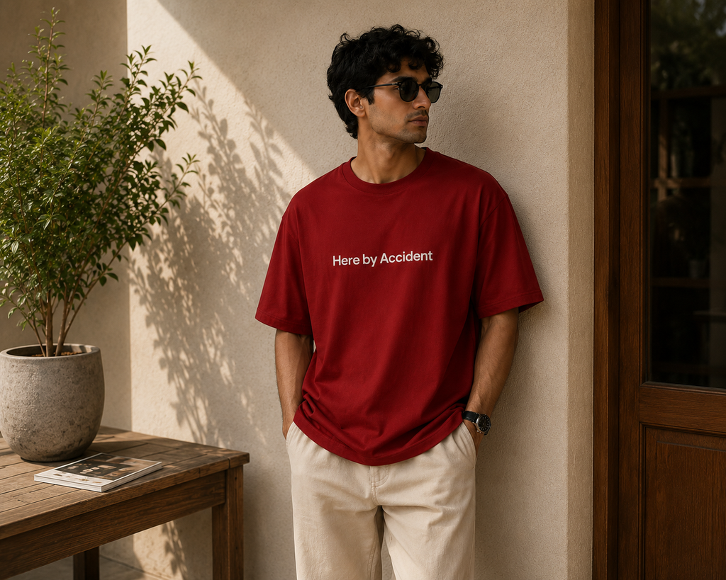 Here By Accident | Premium Unisex Oversized Classic Dark T-Shirt