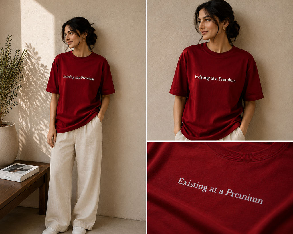 Existing At A Premium | Premium Unisex Oversized Classic Dark T-Shirt