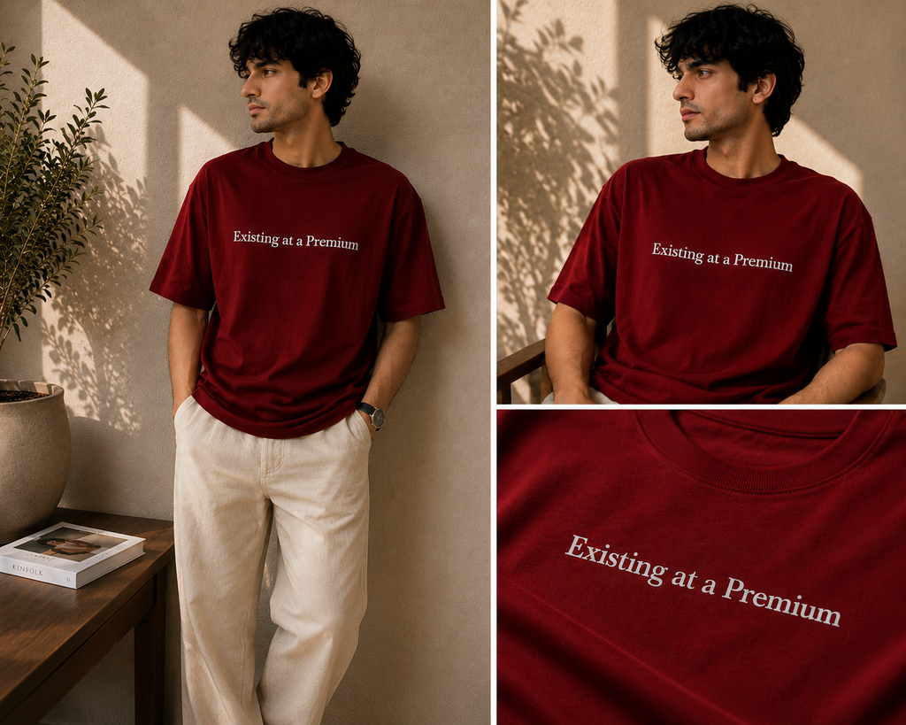 Existing At A Premium | Premium Unisex Oversized Classic Dark T-Shirt